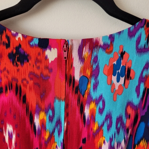 Belle Badgley Mischka Ikat Cotton Multi Color Sleeveless Sheath Dress Size 10 - Picture 9 of 15